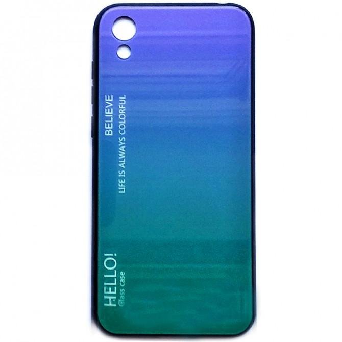 Чехол TPU Gradient HELLO Glass для Huawei Y5 2019 Голубой-1