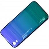 Чехол TPU Gradient HELLO Glass для Huawei Y5 2019 Голубой