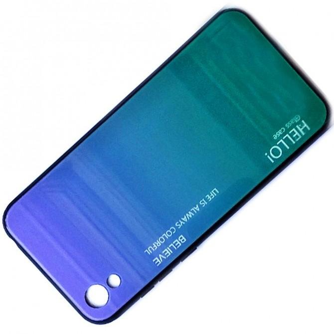 Чехол TPU Gradient HELLO Glass для Huawei Y5 2019 Голубой-3