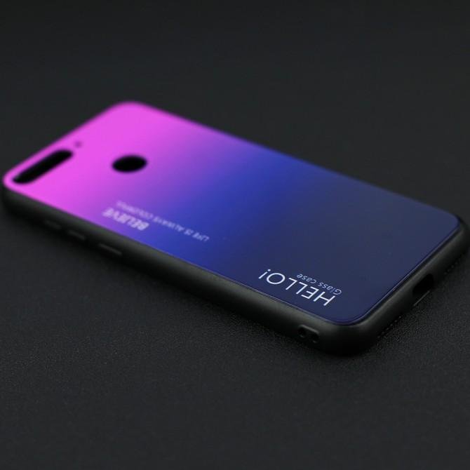 Чехол TPU Gradient HELLO Glass для Huawei Y6 2018 Розовый-3