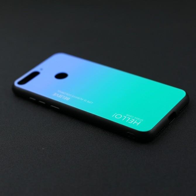 Чехол TPU Gradient HELLO Glass для Huawei Y6 2018 Голубой-3