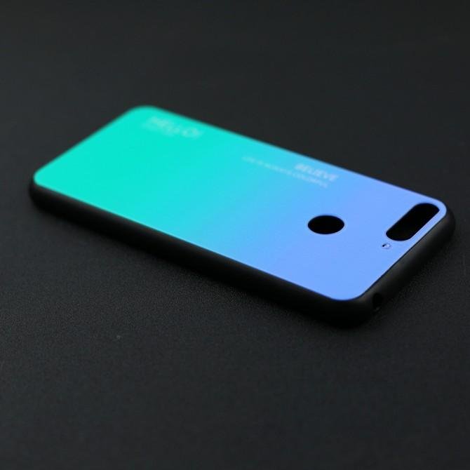 Чехол TPU Gradient HELLO Glass для Huawei Y6 2018 Голубой-4