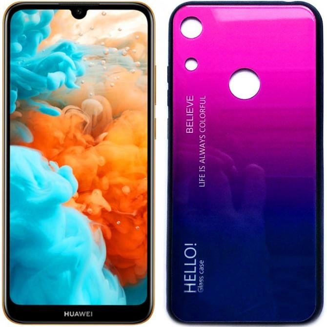 Чохол TPU Gradient HELLO Glass для Huawei Y6 2019 Рожевий