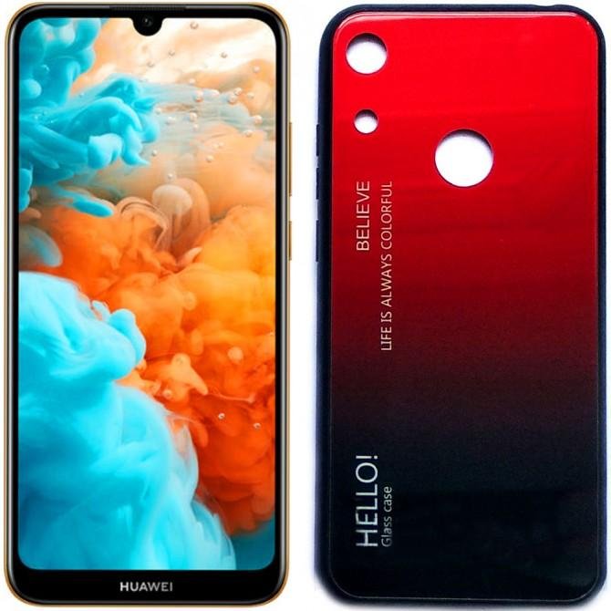 Чохол TPU Gradient HELLO Glass для Huawei Y6 2019 Червоний