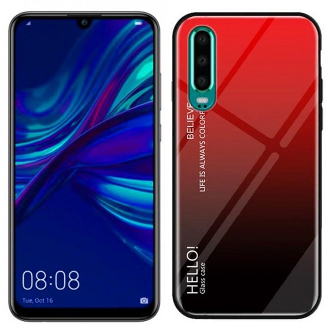 Чехол TPU Gradient HELLO Glass для Huawei P30 Lite Красный