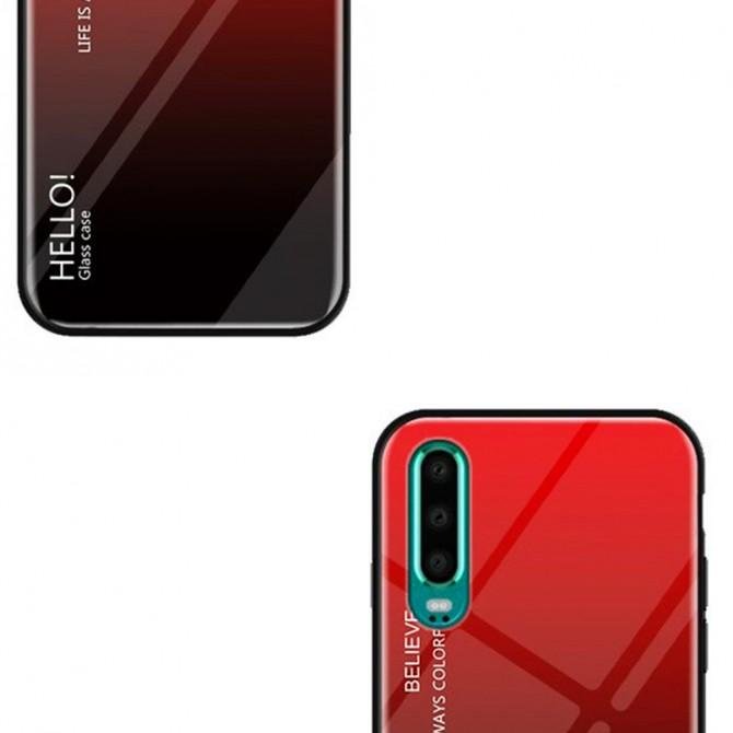 Чехол TPU Gradient HELLO Glass для Huawei P30 Lite Красный-3