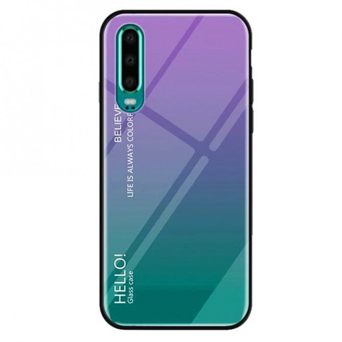 Чехол TPU Gradient HELLO Glass для Huawei P30 Lite Голубой-1