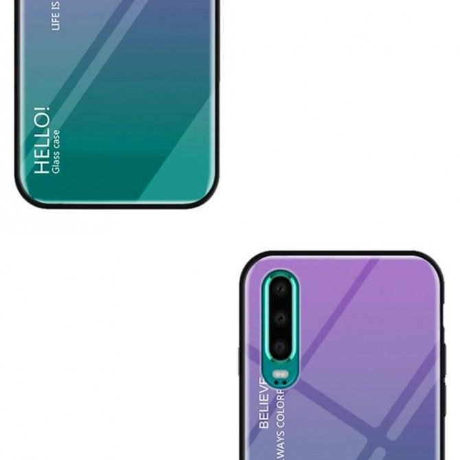Чехол TPU Gradient HELLO Glass для Huawei P30 Lite Голубой-2