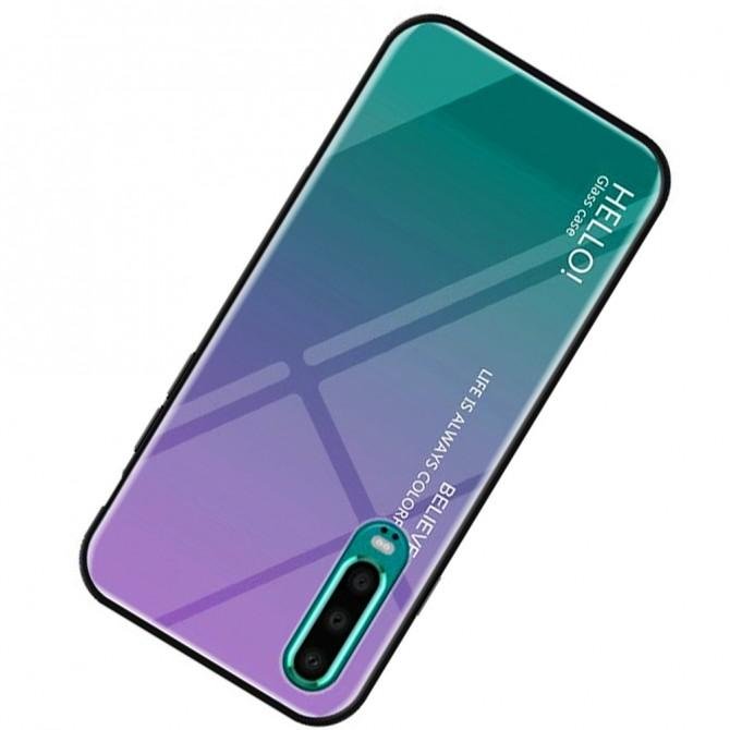 Чехол TPU Gradient HELLO Glass для Huawei P30 Lite Голубой-3