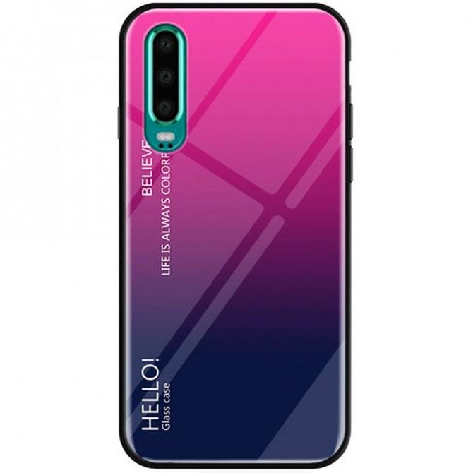 Чехол TPU Gradient HELLO Glass для Huawei P30 Lite Розовый-1