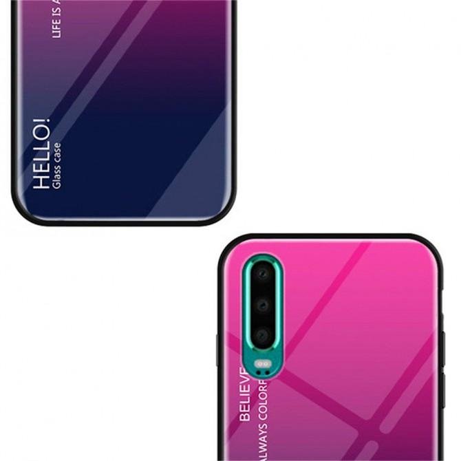 Чехол TPU Gradient HELLO Glass для Huawei P30 Lite Розовый-3