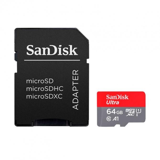 Карта памяти SanDisk MicroSDXC 64GB UHS-I Ultra (Class 10) A1 (100Mb/s) (adapter SD)