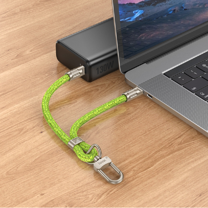 Кабель Hoco GH5 PD for Type-C to Type-C Green 0.22m (шнурок для браслету)-2