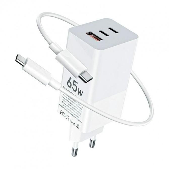 Сетевое зарядное устройство Gelius Nimble GaN 65W GP-HC051 White + Cable Type-C/Type-C (12 мес)