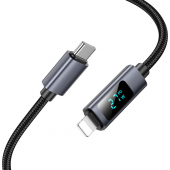 Кабель Hoco X112 Favor with display Type-C to Lightning 27W Black 1m