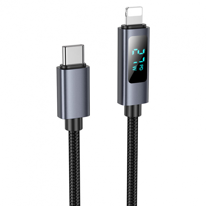 Кабель Hoco X112 Favor with display Type-C to Lightning 27W Black 1m-3