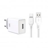 СЗУ XO L93 2.4A/1USB + MicroUSB cable White