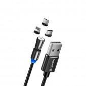 Кабель USB  ColorWay CW-CBUU037-BK Lightning/MicroUSB/Type-C магнітний Чорний 1м