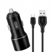 АЗП XO TZ09 2.4A/2 USB + MicroUSB Black АЗП XO TZ09 2.4A/2 USB + MicroUSB Black