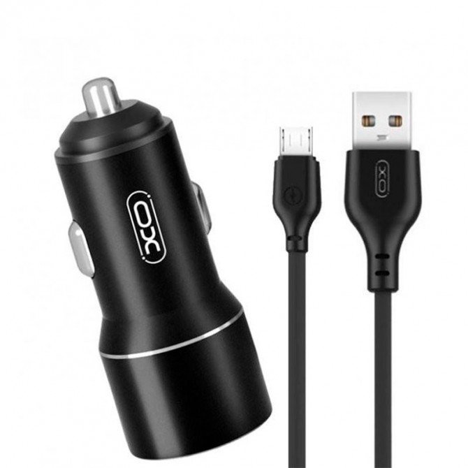 АЗУ XO TZ09 2.4A/2 USB + MicroUSB Black