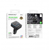 Модулятор FM Borofone BC60 35W QC3.0 2USB + USB-C Black