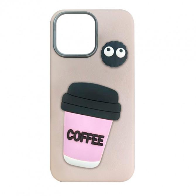 Чехол TPU Leather Toys для Xiaomi Note 14 Pro 4G (Coffee / Pink)