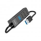 Хаб Hoco HB25 Easy mix 4in1 (USB to USB 3.0 + 3*USB2.0) Black