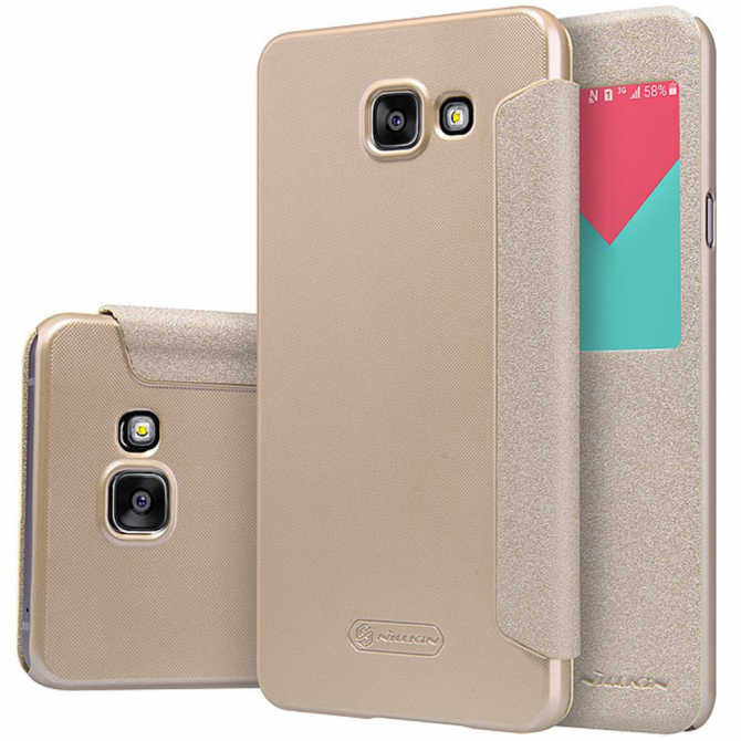 Чехол NILLKIN Sparkle series для Samsung A710 (A7-2016) Gold-3