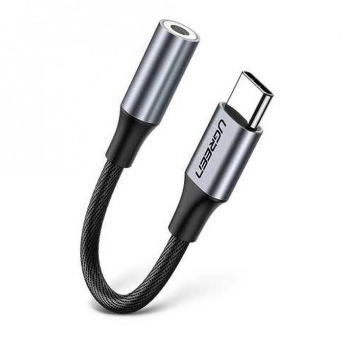 Адаптер Ugreen AV142 USB Type C to 3.5mm Female 10cm Gray-1