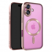 Силиконовый чехол SHINING with MagSafe для iPhone 16 Розово-золотой