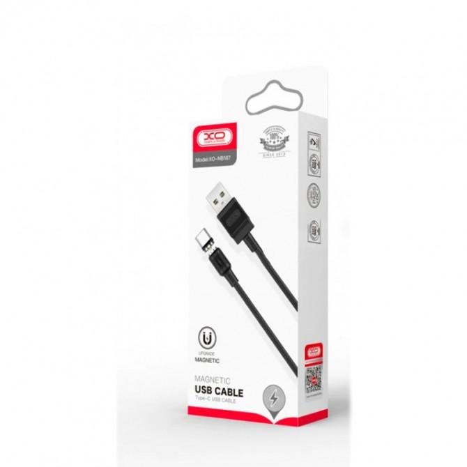 USB Cable XO Type-C NB187 PVC Magnetic 2.1A/1m Black-1