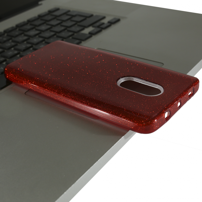 Чохол Silicone 3in1 Блискітки для Xiaomi RedMi Note 4x Червоний-3
