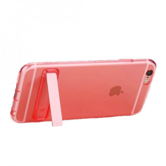 Чехол TPU ROCK Slim Jacket с функцией подставки для Apple iPhone 7 (4.7") (Розовый / Transparent pin-2