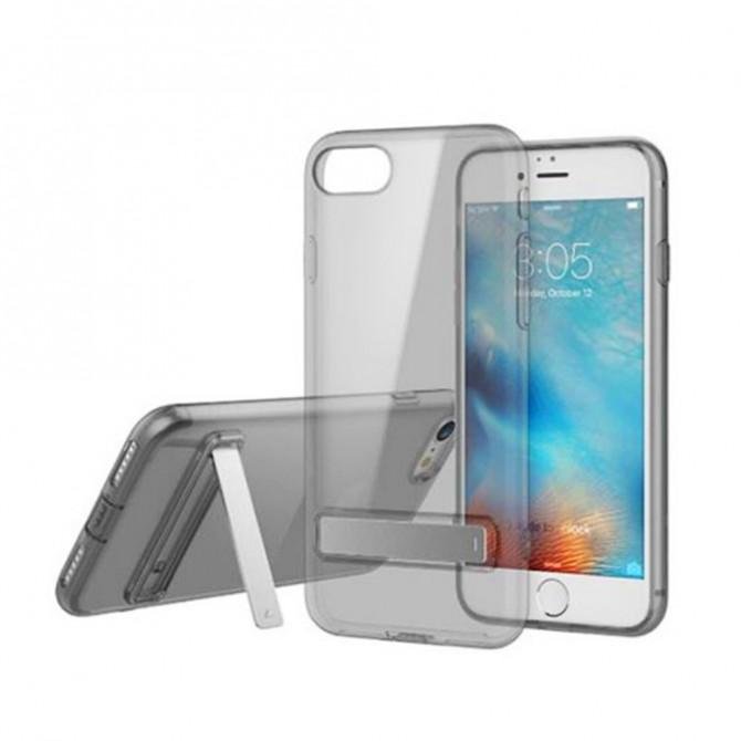 Чехол TPU ROCK Slim Jacket с функцией подставки для Apple iPhone 7 (4.7") (Черный / Transparent blac