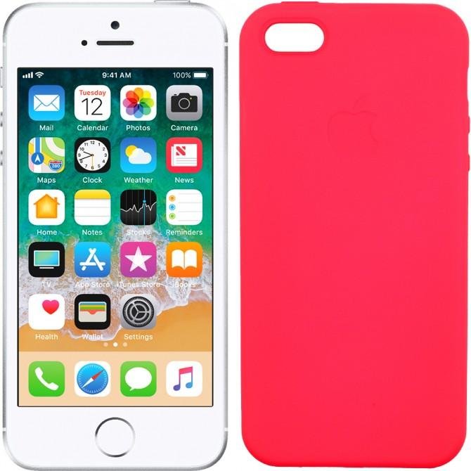 Чехол TPU case для iPhone 5/5s/SE Ярко розовый