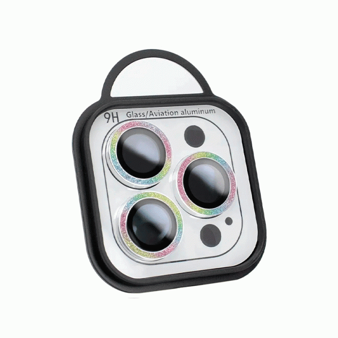 Защитное стекло на камеру Metal Sparkles (в упак.) для Apple iPhone 15 Pro/15 Pro Max Сиреневый