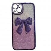 Накладка Glossy Bow для iPhone 14 Purple