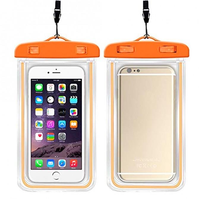 Силиконовый чехол на шею Waterproof Orange (6,5")