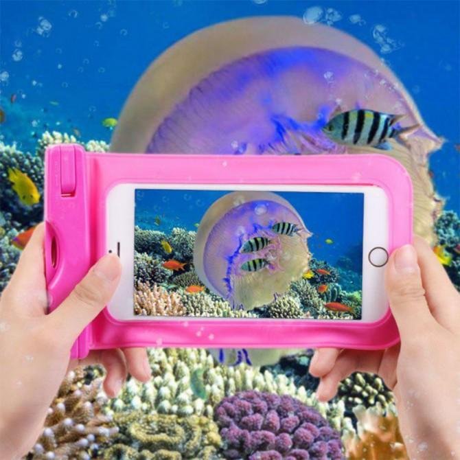 Силиконовый чехол на шею Waterproof Pink (6,5")-1