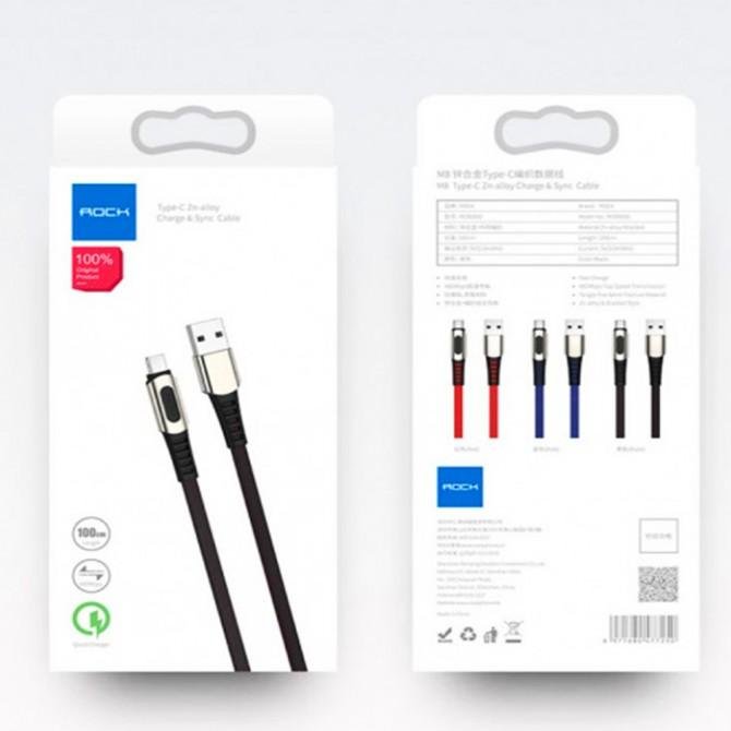 Кабель Rock M8 Zn-alloy Type-C Charge& Sync Чёрный ( RCB0695)-2