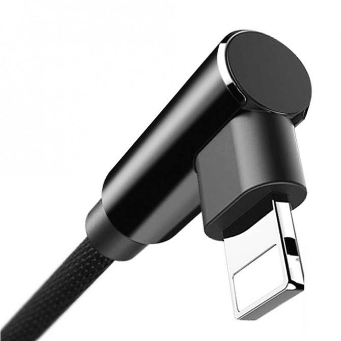 Кабель Rock L-shape Lightning Metal 1,2м Чёрный (RCB0600)-1