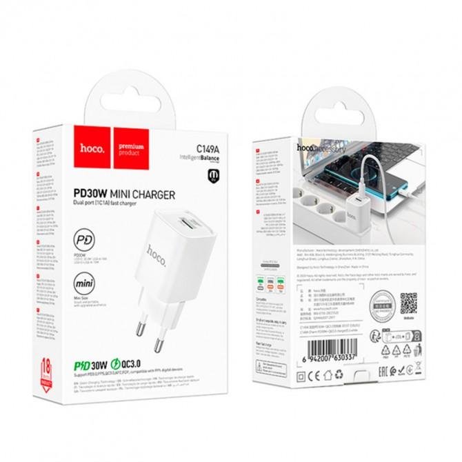 МЗП 1USB + Type-C Hoco C149A PD30W+QC3.0 White-1