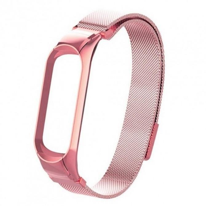 Браслет для Xiaomi Band 5/6 milanese design Pink/Gold-1