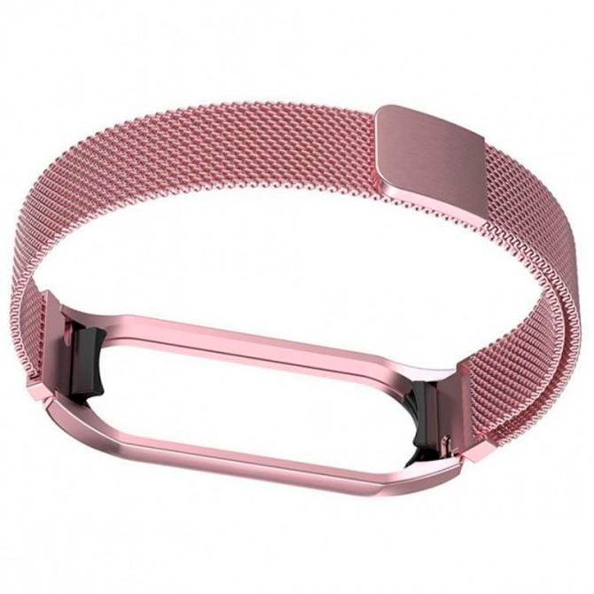 Браслет для Xiaomi Band 5/6 milanese design Pink/Gold-2