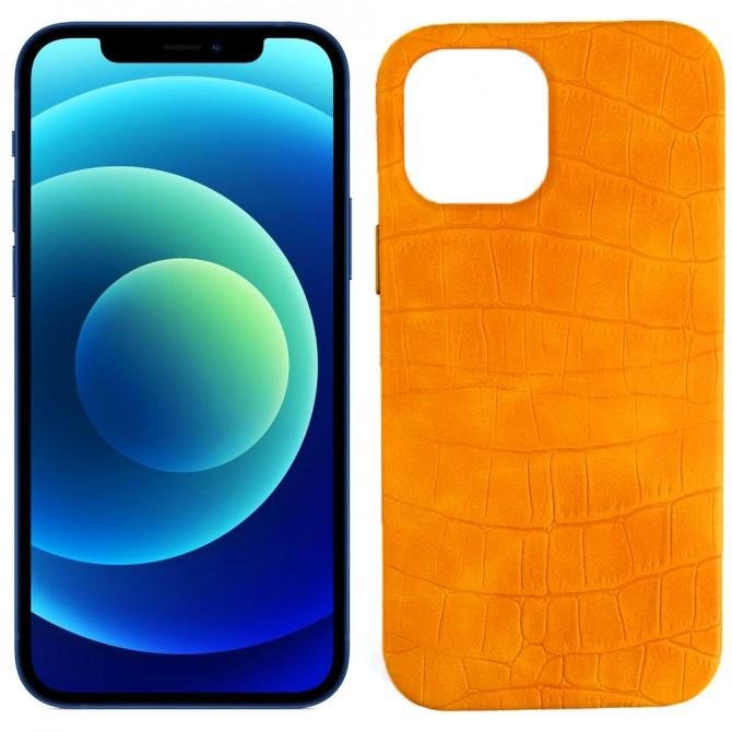 Чехол Leather Croc для Apple Iphone 12/12 Pro Orange