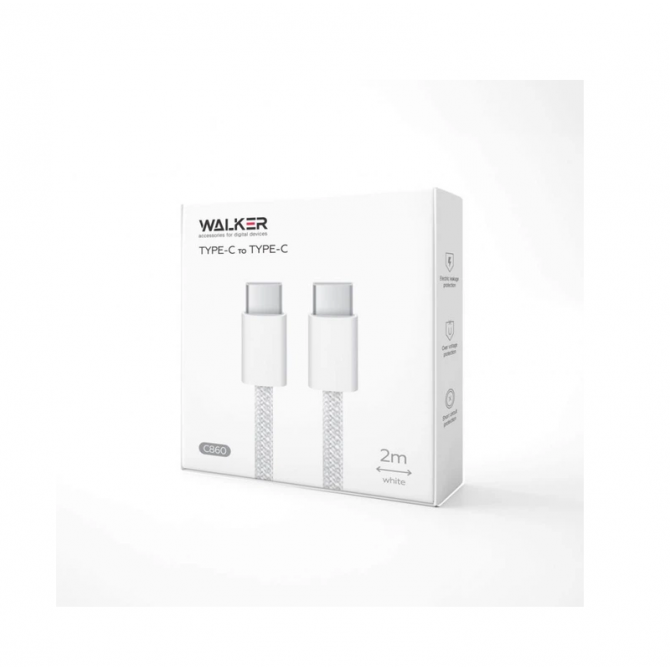 Кабель WALKER C860 Type-C to Type-C 65W 2m White-1
