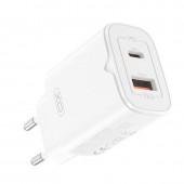 Мережевий зарядний пристрій XO L130 PD/QC 3.0 GaN 30W/1USB + 1USB-C White