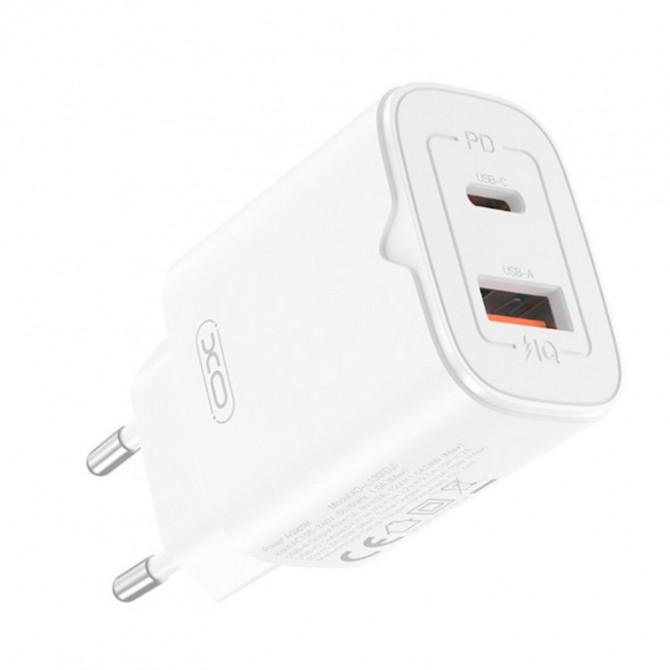 Мережевий зарядний пристрій XO L130 PD/QC 3.0 GaN 30W/1USB + 1USB-C White