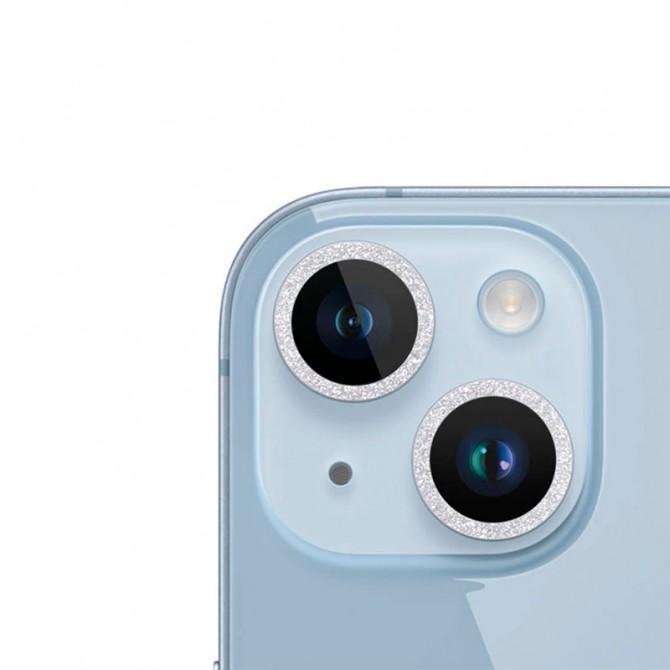 Захисне скло на камеру Metal Sparkles (в упак.) для Apple iPhone 15 (6,1")/14 Plus (6.7") Срібний