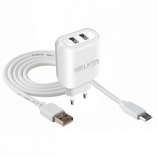 МЗП 2USB WALKER WH-27 + MicroUSB 2A White